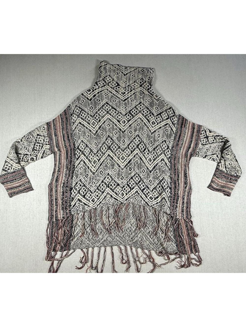 Mossimo Poncho Cape‎ Sz XL Cowl Neck Knit Southwestern Festival Rodeo Boho